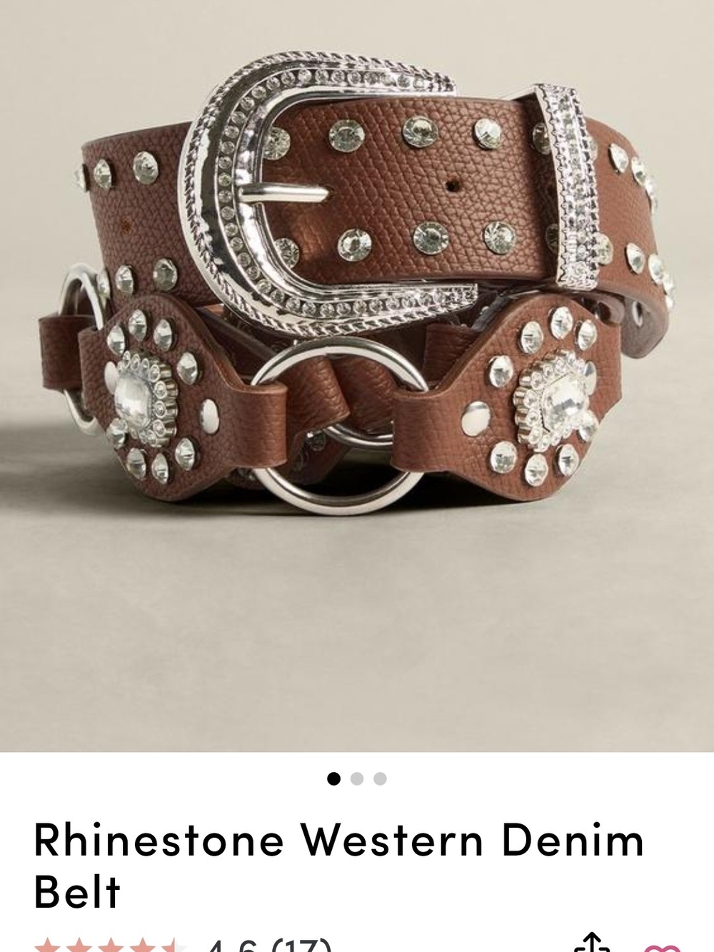 Rhinestone Western Brown Belt with Silver Accents